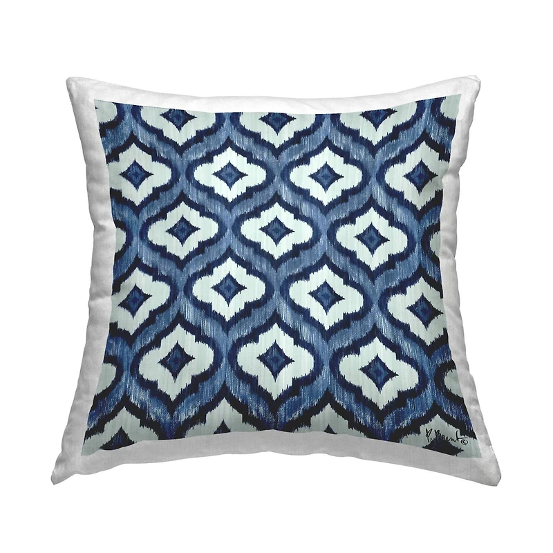Stupell Industries Bold Blue White Trellis Pattern Throw Pillow, 18" x 18"