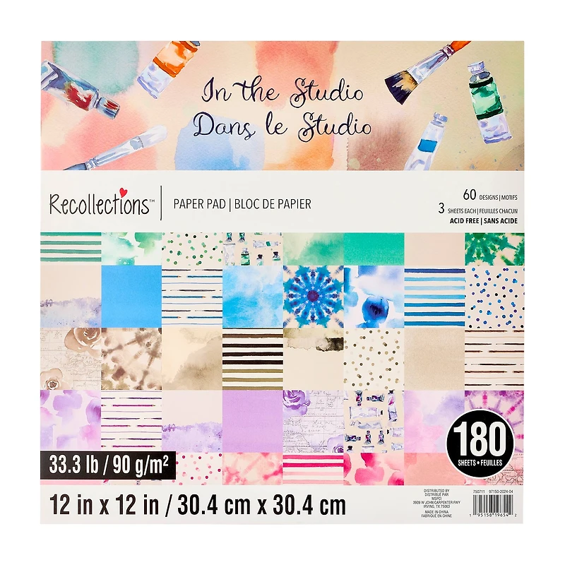 12" x 12" In the Studio Paper Pad by Recollections™, 180 Sheets