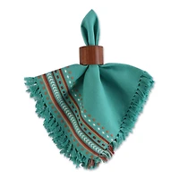 DII® Agate Blue Hacienda Stripe Fringed Cloth Dinner Napkins, 6ct.