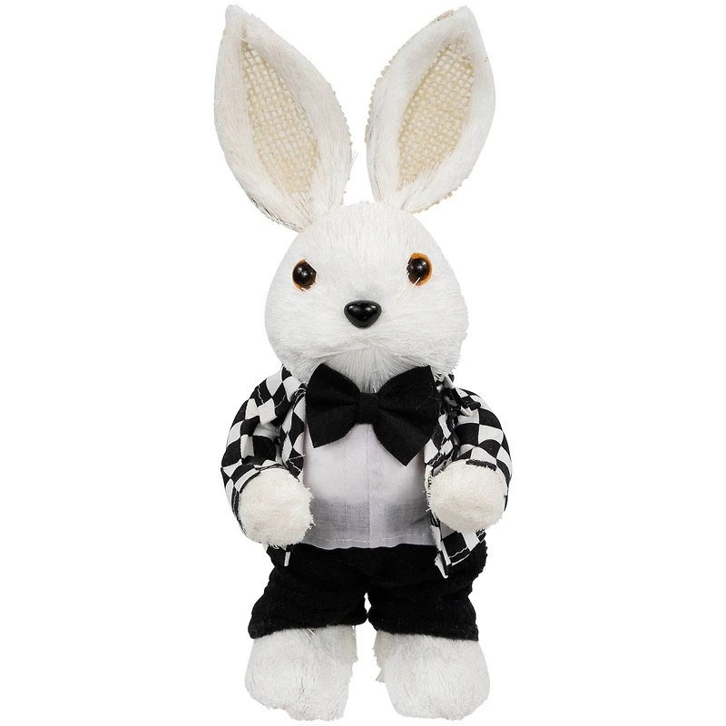 10" Boy Easter Rabbit Figurine in Checkered Jacket