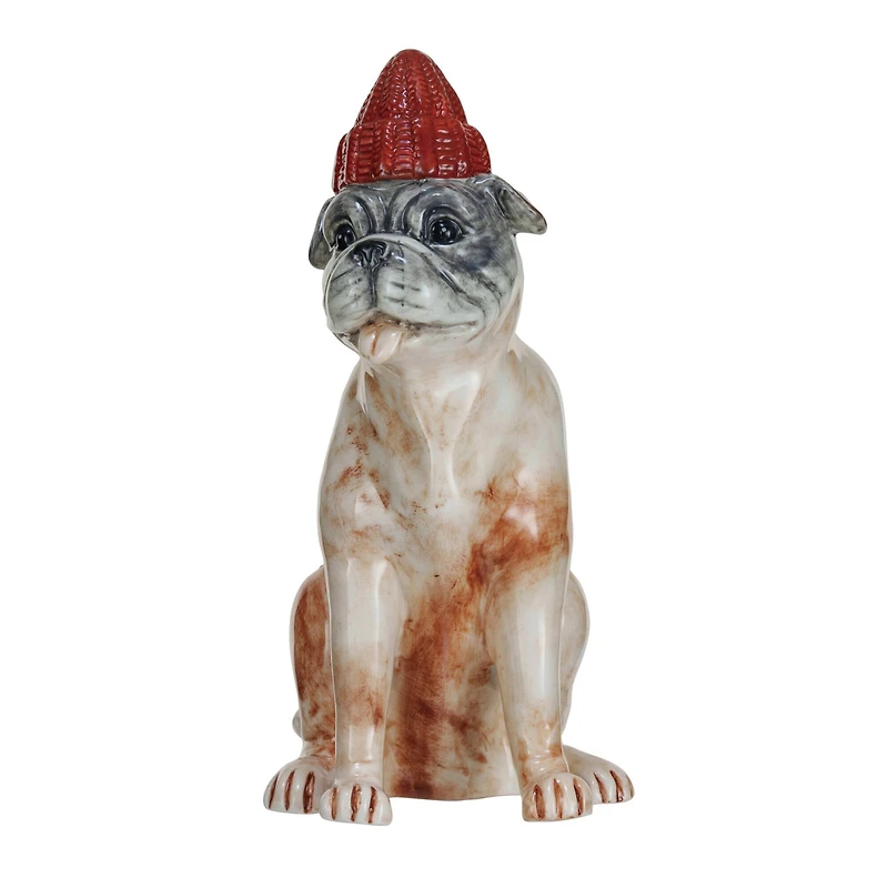 Hello Honey® 5" Hand-Painted Stoneware Bulldog in Hat Vase