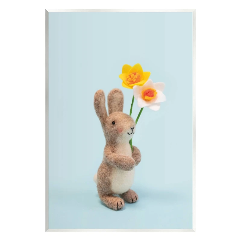 Stupell Industries Spring Bunny Floral Daffodils Wall Plaque Art
