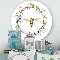 Designart - Bee In Wildflowers Wreath
