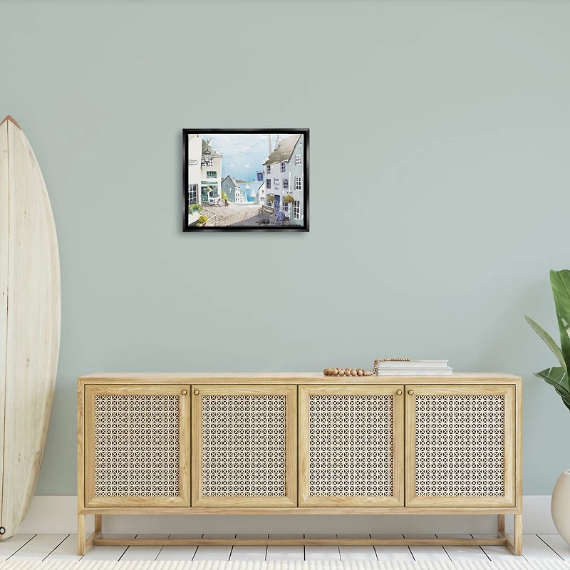 Stupell Industries Coastal Town Seaport Sailboats Floater Framed Art