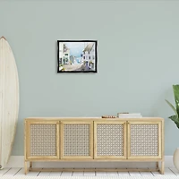 Stupell Industries Coastal Town Seaport Sailboats Floater Framed Art