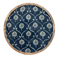 Hello Honey® Blue Floral Enameled Round Mango Wood Tray Set