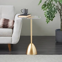 25.5" Gold Metal Pedestal Accent Table