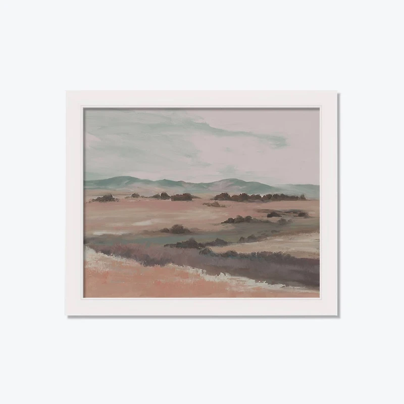 Grass Plains White Framed Print