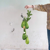 Hello Honey® 8" Green Hand Blown Glass Hanging Vase