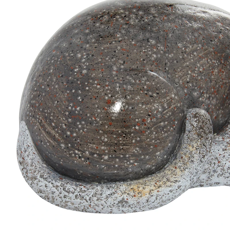 15" Gray Polystone Country Cat Garden Sculpture