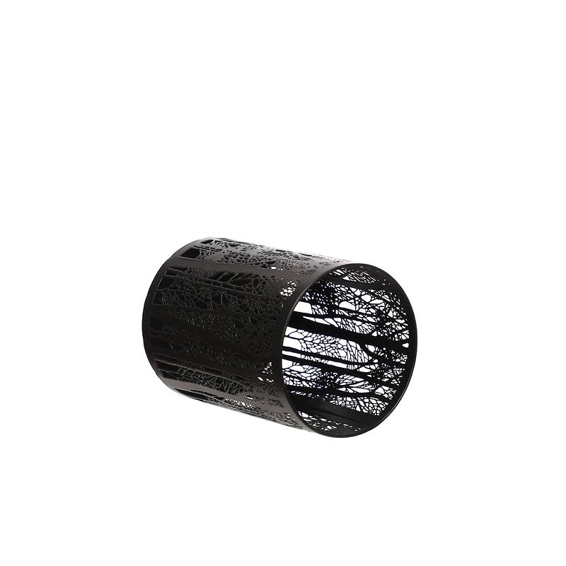 7" Black Winter Forest Metal Hurricane Pillar Candle Holder by Ashland®