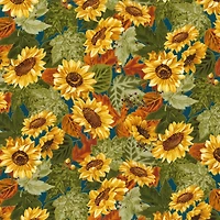 Fabric Traditions Fall Sunflowers with Green Leaves Cotton Fabric