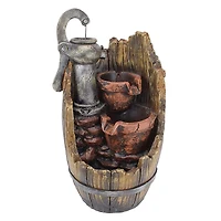 Design Toscano Farm Cistern Barrel Illuminated Garden Fountain