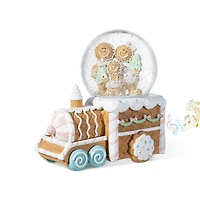 Glitzhome® 100mm Christmas Resin Musical Snowflakes Ginginerbread Family Train Waterglobe