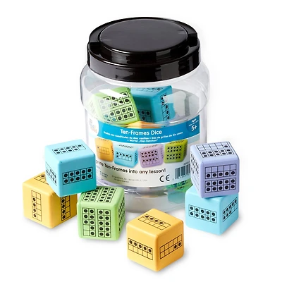 hand2mind® Colorful Foam Ten-Frame Dice, 10ct.