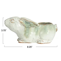 Hello Honey® 8.25" White & Marine Rabbit Stoneware Planter