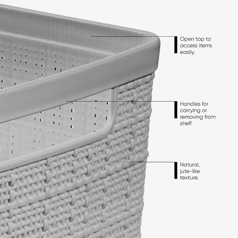 Curver® Jute Gray Plastic Storage Basket Organizer