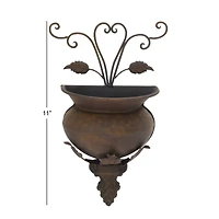 18" Dark Brown Iron Traditional Planter