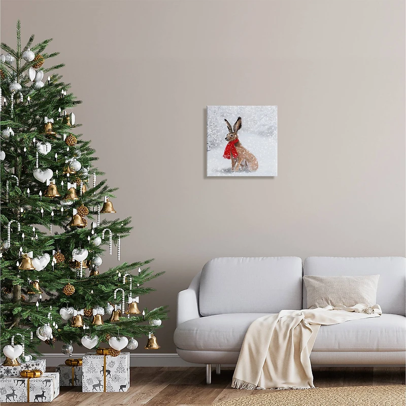 Stupell Industries Winter Rabbit Scarf Landscape Canvas Wall Art