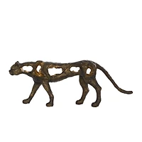 19" Bronze Leopard Distressed Textured Sculpture
