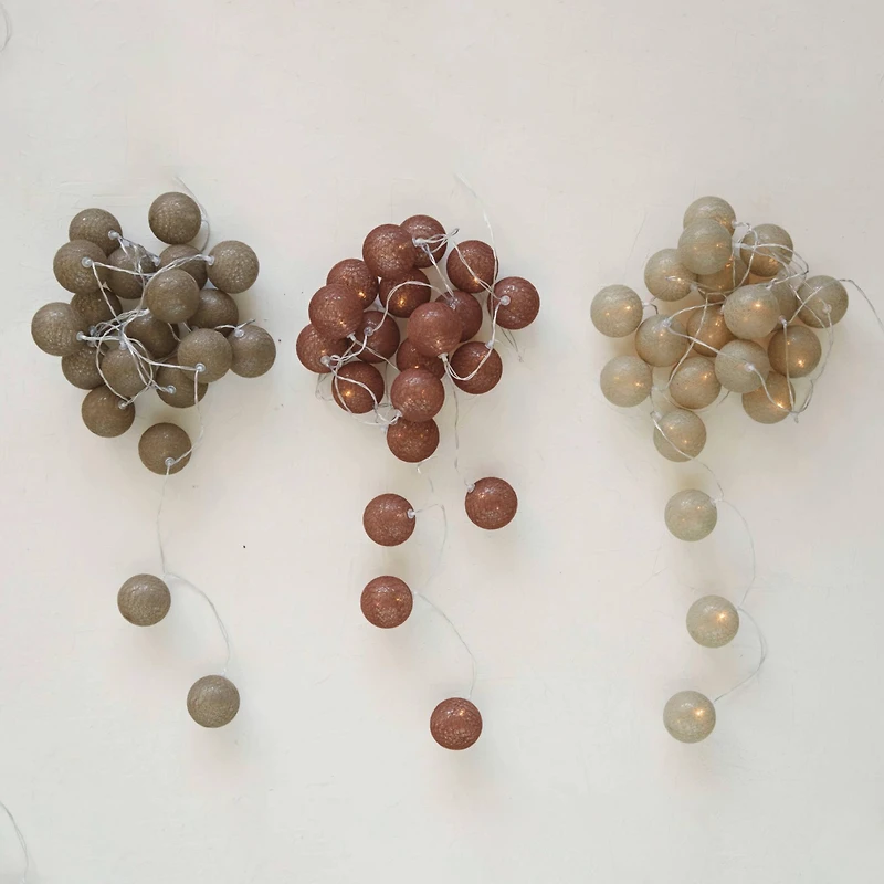 Hello Honey® 20ct. Taupe Fabric String Ball Lights with Plastic Cord