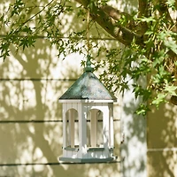 Glitzhome® 15.75" Metal Roof Wood Gazebo Tray Bird Feeder