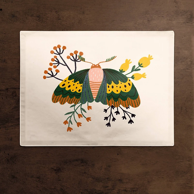 Floral Moth 18" x 14" Cotton Twill Placemat