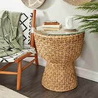 Brown Seagrass Bohemian Accent Table 24" x 20" x 20"