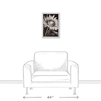 Sketched Sunflower White Framed Canvas