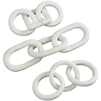 White Marble Geometric 3-Link Chain Sculpture Set