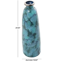 30" Teal Glass Handmade Vase
