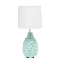 Simple Designs Textured Stucco Ceramic Oval Table Lamp