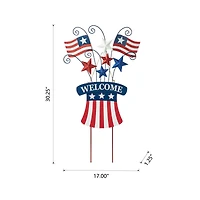 Glitzhome® 30.25" Wood & Metal Patriotic Flags Yard Stake