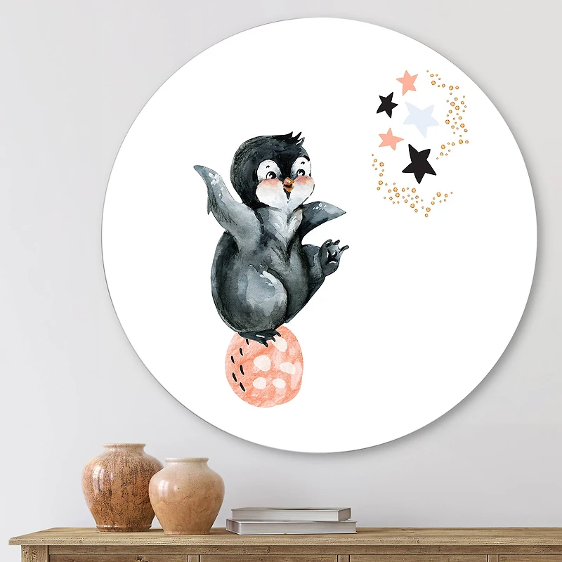 Designart - Little Penguin With Stars and Planets II