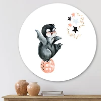 Designart - Little Penguin With Stars and Planets II