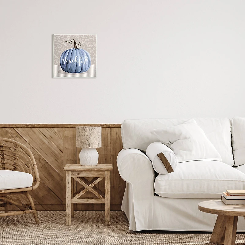 Stupell Industries Thankful Patterned Fall Pumpkin Wall Plaque Art