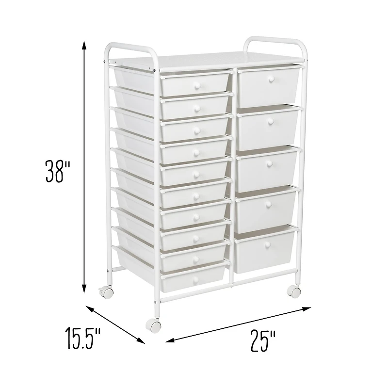 Honey Can Do White 15-Drawer Metal Rolling Storage Cart