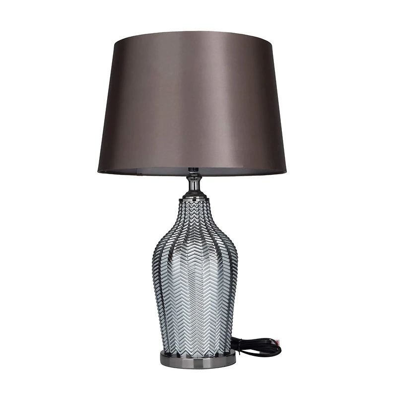 Black Linen Contemporary Table Lamp, 25" x 17" x 15"
