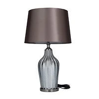 Black Linen Contemporary Table Lamp, 25" x 17" x 15"