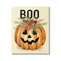 Stupell Industries Boo Seasonal Halloween Flowers Canvas Wall Art