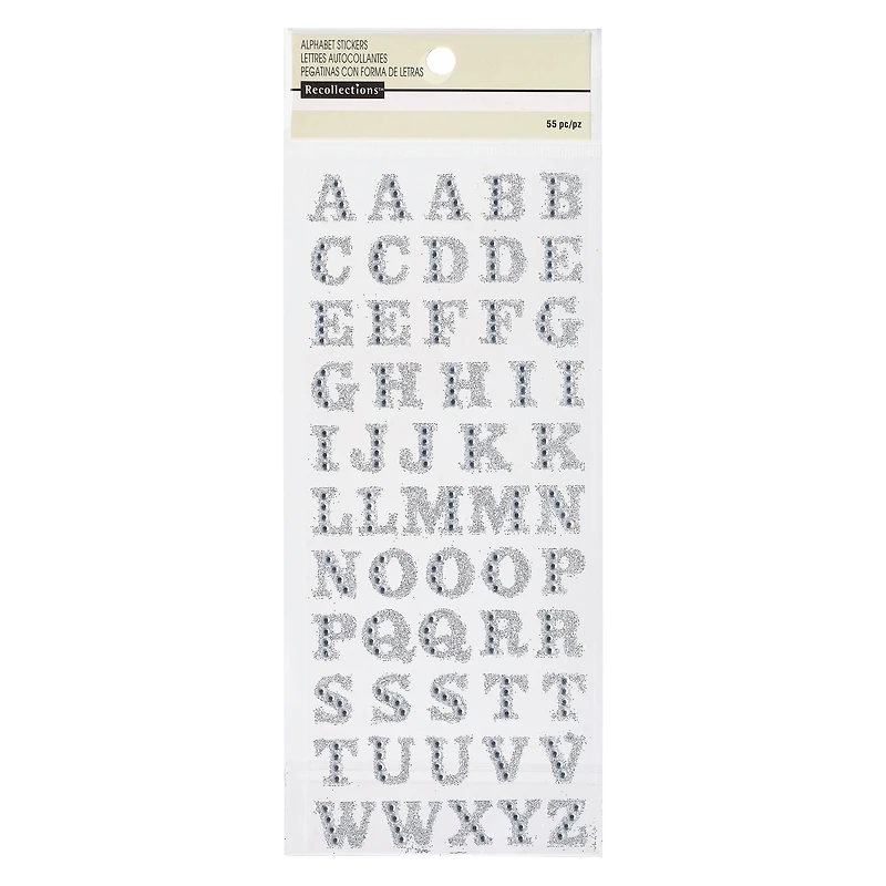 12 Packs: 55 ct. (660 total) Glitter Rhinestone Alphabet Stickers by Recollections™