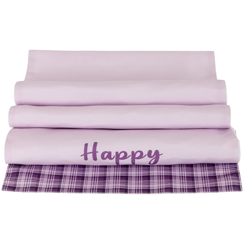 72" Pastel Purple Happy Easter Plaid Table Runner