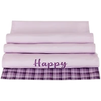 72" Pastel Purple Happy Easter Plaid Table Runner