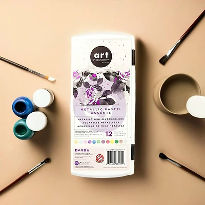 Prima® Art Philosophy® Metallic Pastel Accents Semi-Watercolor Paint Set, 12ct.