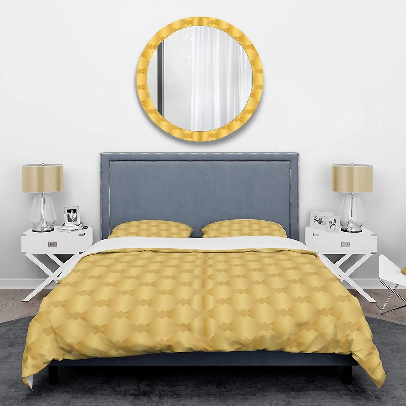 Designart 'Golden Geometric I' Mid-Century Duvet Cover Set