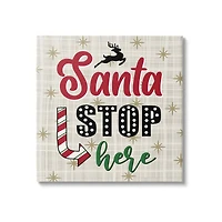 Stupell Industries Santa Stop Here Retro Holiday Canvas Wall Art