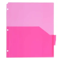 JAM Paper 9.75" x 11.5" 5-Tab Plastic Index Tab Dividers with Double Pockets