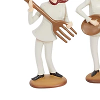 White Polystone Traditional Chef Sculptures, Set of 3