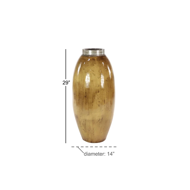 30" Brown Ceramic Rustic Vase