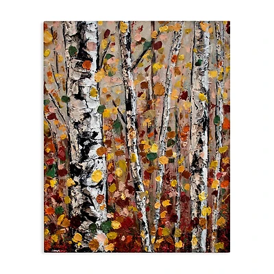 Stupell Industries Autumn Birch Trees Abstract Leaves Canvas Wall Art